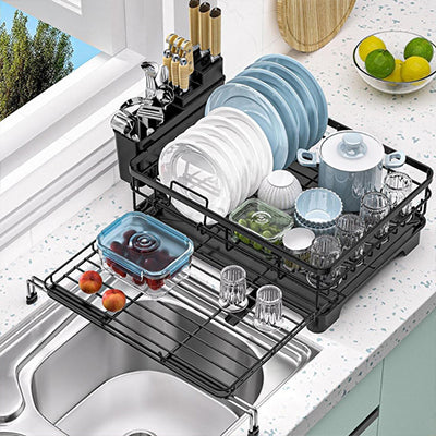 égouttoir vaisselle assiette bleue verre fruit fraise bien ranges